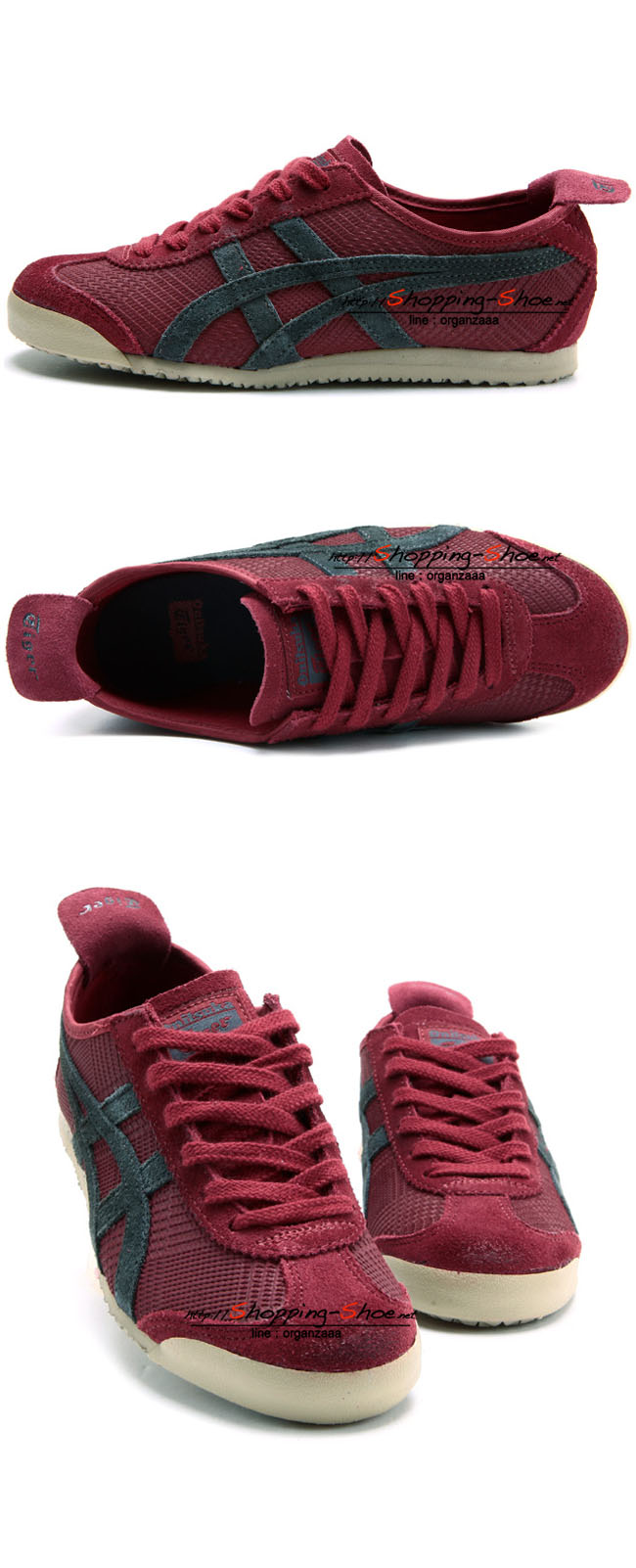 Onitsuka Tiger Mexico 66 - Wine / Dark Grey ของแท้ มีกล่อง ป้ายครบ