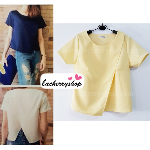 เสื้อแฟชั่น ผ้าฮานาโกะ สีเหลือง แบบสวยเก๋ เนื้อผ้านิ่ม อยู่ทรง ไม่ยับง่าย ใส่สบาย สินค้าคุณภาพ ราคาไม่แพง