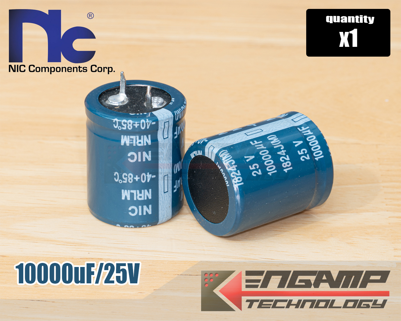 (1ตัว) [E-CAP] 10000uF/25V 85ºC NIC 25x30mm P=10mm