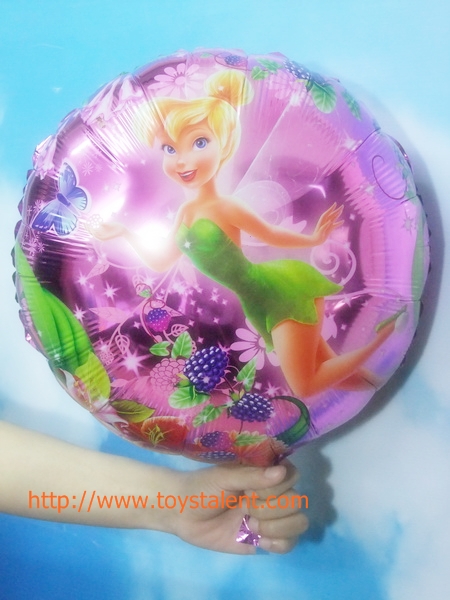 ลูกโป่งฟลอย์ลายทิงเกอร์เบลล์ ทรงกลม สีชมพู - Tinker Bell Round shape Balloon / Item No. TL-A119