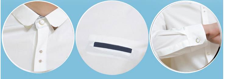 เสื้อเชิ้ตคู่รัก แขนพับข้อศอก คลิบกระเป๋าขาว สีชมพู No.35