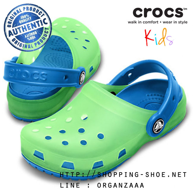 Crocs Chameleons Translucent Clog Kids - Lime / Sea Blue ของแท้ Outlet ไทยและอเมริกา