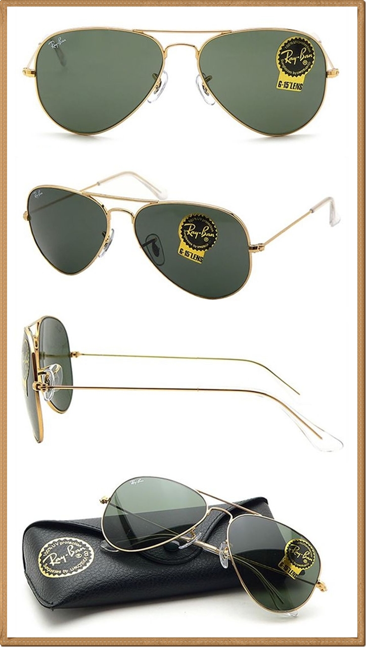 RB3025 (L0205) กรอบสีทอง เลนส์สีเขียวเข้ม G-15