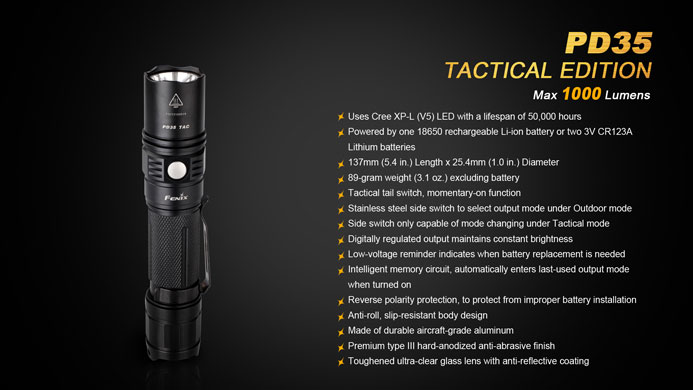 Fenix PD35 Tac แถมแบตชาร์จฟรี