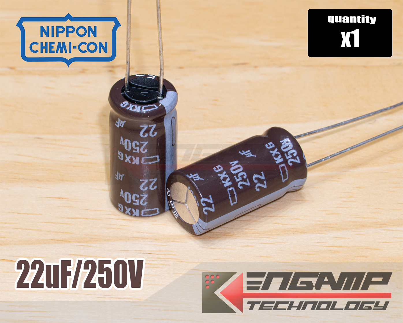 (1ตัว) [E-CAP] 22uF/250V 105ºC NIPPON KXG 10x20mm P=5mm