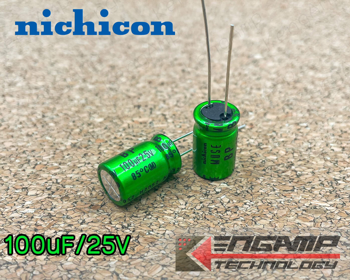 (1ตัว) [E-CAP] 100uF/25V BP. 85C 20% Nichicon MUSE 10x16 P=5mm