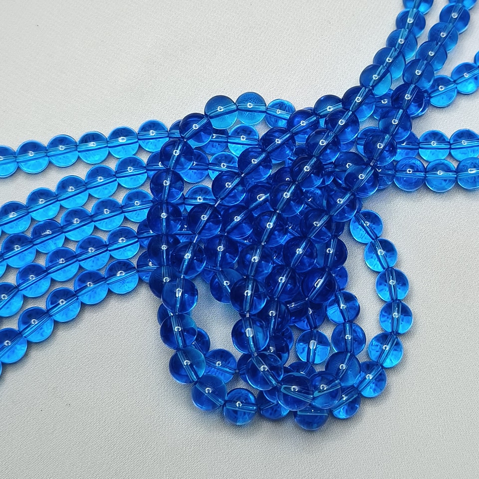 หินบลูควอตซ์ หินวิญญาณ รักษาโรค รักษาวิญญาณ เปิดเผยความรู้สึก ยาว 37 ซม. 6 มิล (63 เม็ด)