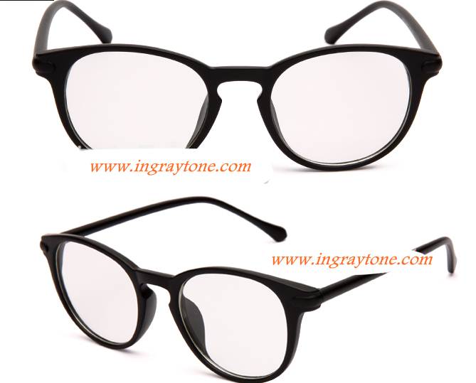 กรอบแว่นตาแฟชั่น เรโทร วินเทจ ทรงกลม ขาสลิมกลมสีล้วน สีดำด้าน