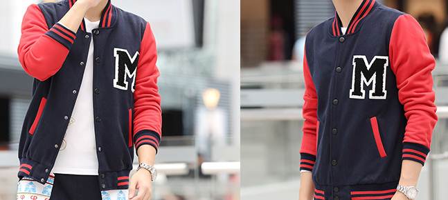 Limited Edition เสื้อแจ็คเก็ต เสื้อคลุมเบสบอล 2โทน Logo M สีเทาแดง ดำแขนเทา น้ำเงินแขนแดง No.40