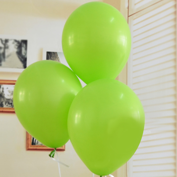 ลูกโป่งกลมเนื้อสแตนดาร์ท สีเขียวอ่อน ไซส์ 12 นิ้ว แพ็คละ 10 ใบ (Round Balloons - Light Green Color 12")
