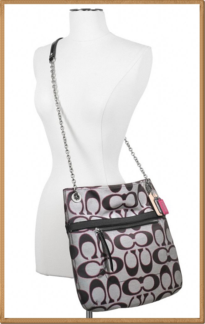 Coach Poppy Metallic Signature Sateen Slim Tote 21161