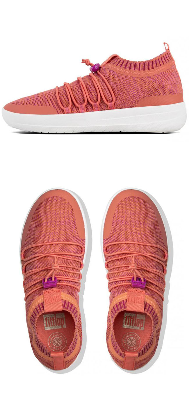 Fitflop Uberknit Slip On Ghillie Sneakers Coral / Fuchsia ของแท้ นำเข้าจาก USA และ UK