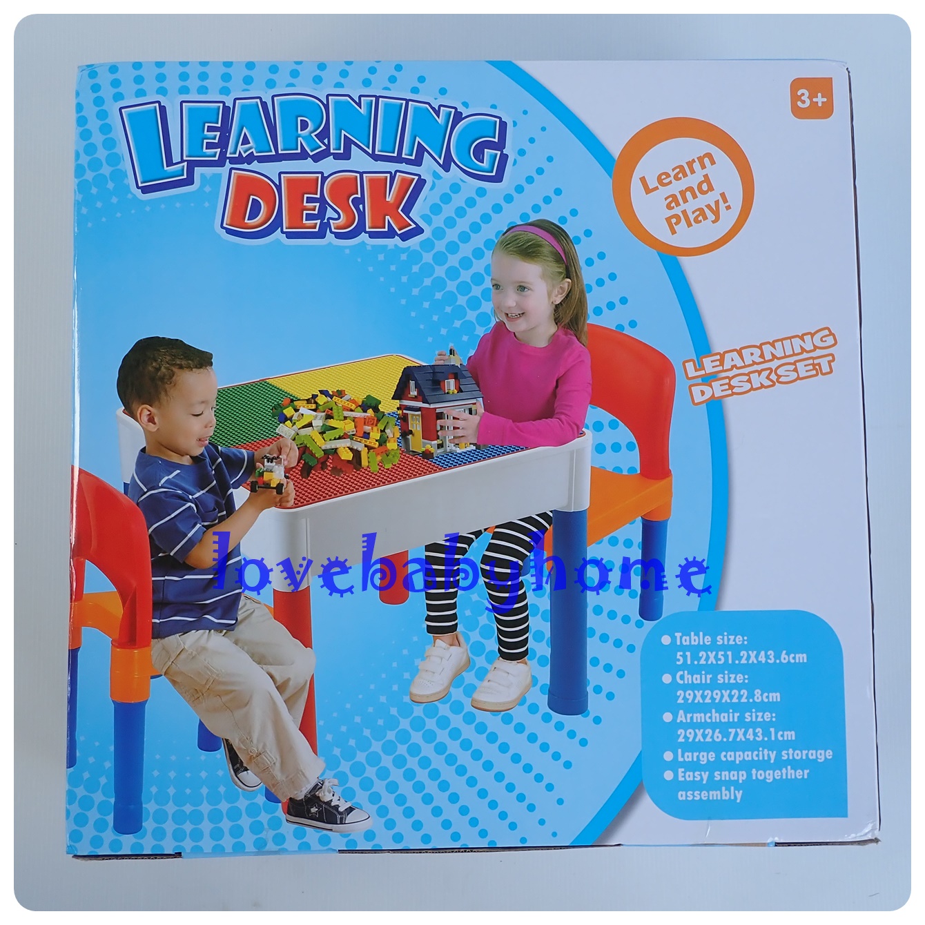 โต๊ะต่อเลโก้ Lego 2in1 โต๊ะตัวต่อ โต๊ะเลโก้+พร้อมเก้าอี้2ตัว