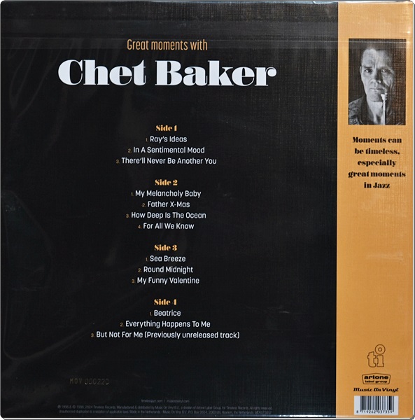 Chet Baker - Great Moments With Chet Baker 2Lp New