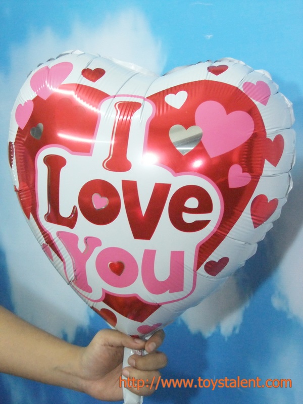 ลูกโป่งฟลอย์รูปหัวใจสีขาว พิมพ์ลาย I Love You-Hugs&Kisses ไซส์ 18 นิ้ว - Love Series Heart Shape Foil Balloon/Item No.TL-E053