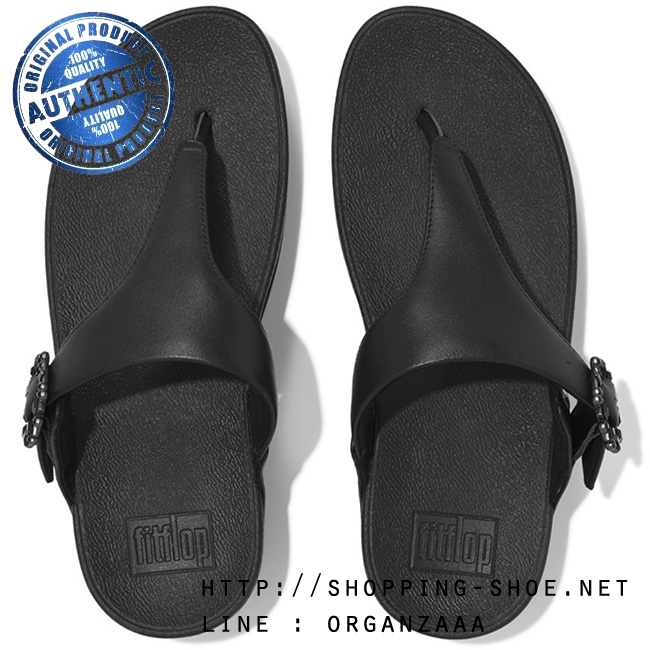 US6 : Fitflop Lulu Crystal Buckle Leather All Black ของแท้ นำเข้าจาก USA และ UK