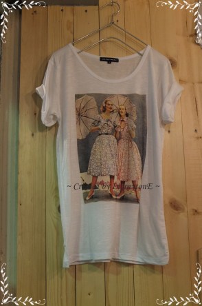 เสื้อยืด ลายวินเทจ 2 UMB Size No.40 (ครีม)