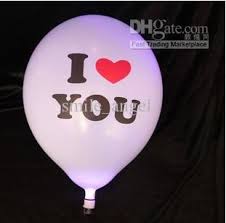 ลูกโป่งสีขาว พิมพ์ลาย I Love You แพ็ค 5 ชิ้น ไฟกระพริบ (I Love You latex Balloon - LED RGB Mode)