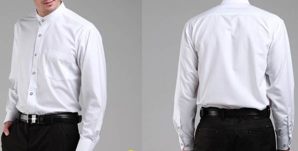 เสื้อเชิ้ตแขนยาว คอจีน ทรงปกติ ใหญ่พิเศษ size No.37 38 39 40 41 42 43 44 45 46 47 48 สีขาว ดำ