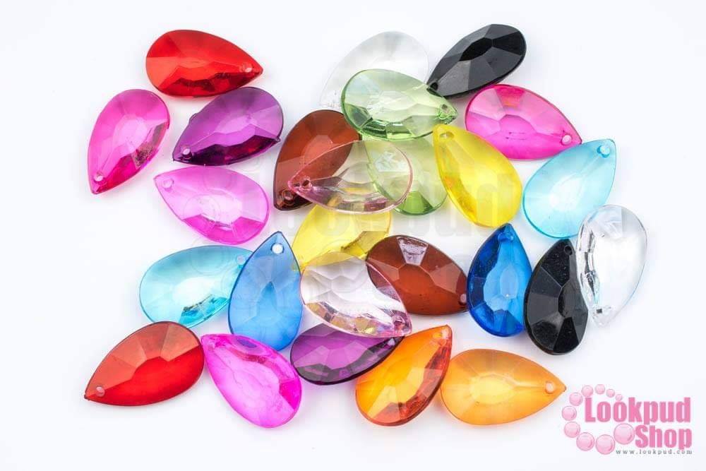 ลูกปัดพลาสติก หยดน้ำ คละสี 16X26มิล (1ถุง/500กรัม)