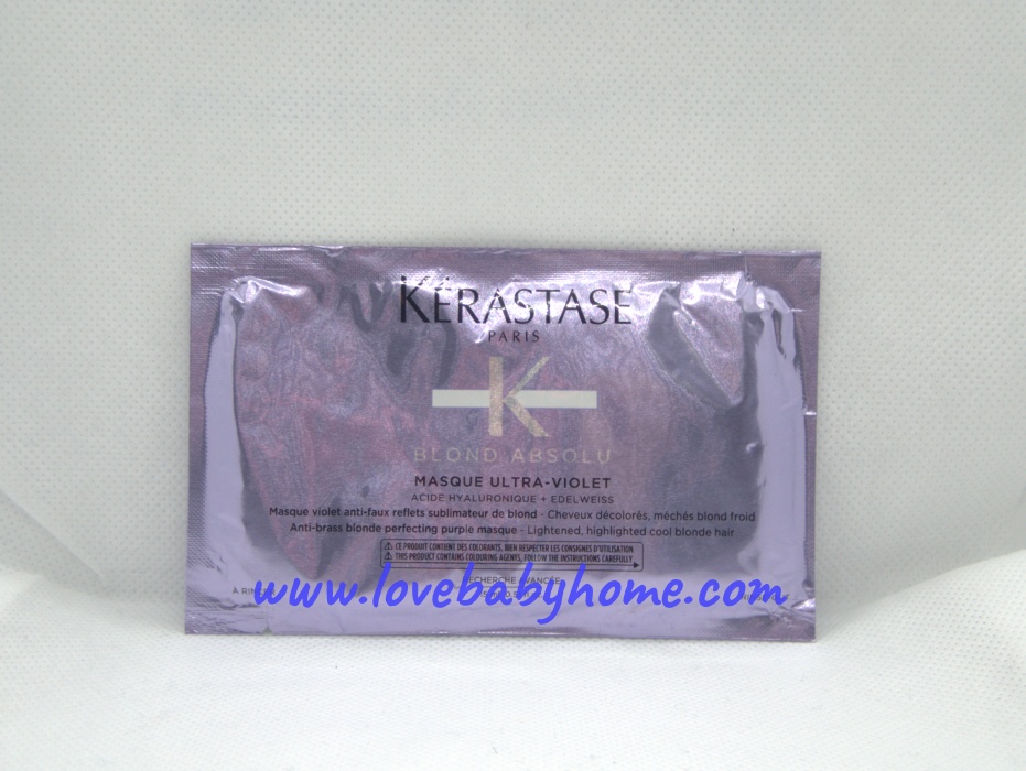 Kerastase Blond Absolu Masque Ultra-Violet 15ml. สำหรับผมที่ทำสี ฟอกสีผม รักษาผมฟอกสีบอนด์ทอง ให้อยู่นานไม่ติดสีส้ม