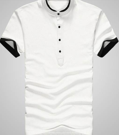 เสื้อยืดคอจีนปกตั้ง แขนสั้น แฟชั่น สีขาว น้ำเงิน ดำ เทา แดง size No.36 38 40 42 44