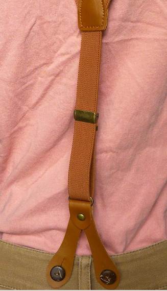 สายรัดกางเกงเอี๊ยมกระดุม แบบยืดหยุ่น วินเทจหูหนังแท้ กว้าง 2cm แบบ Y สี ดำ น้ำตาลอ่อน น้ำตาลเข้ม ครีม