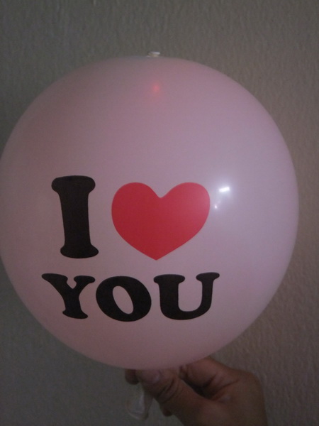 ลูกโป่งสีขาว พิมพ์ลาย I Love You แพ็ค 5 ชิ้น ไฟกระพริบ (I Love You latex Balloon - LED RGB Mode)