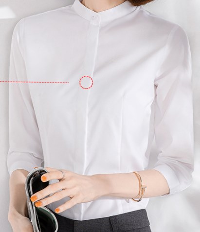 เล็กใหญ่พิเศษ!!เสื้อเชิ้ตคอจีน แขนสามส่วน ผู้หญิง เข้ารูป ซ่อนกระดุม เรียบ size No.32-44 สีขาว ฟ้า ดำ เทา