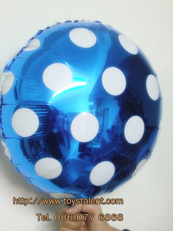 ลูกโป่งฟลอย์ทรงกลม Polk Dot สีฟ้า ไซส์ 18 นิ้ว - Round Shape Balloon Polka Dot Blue Color 18" / Item No. TL-G033