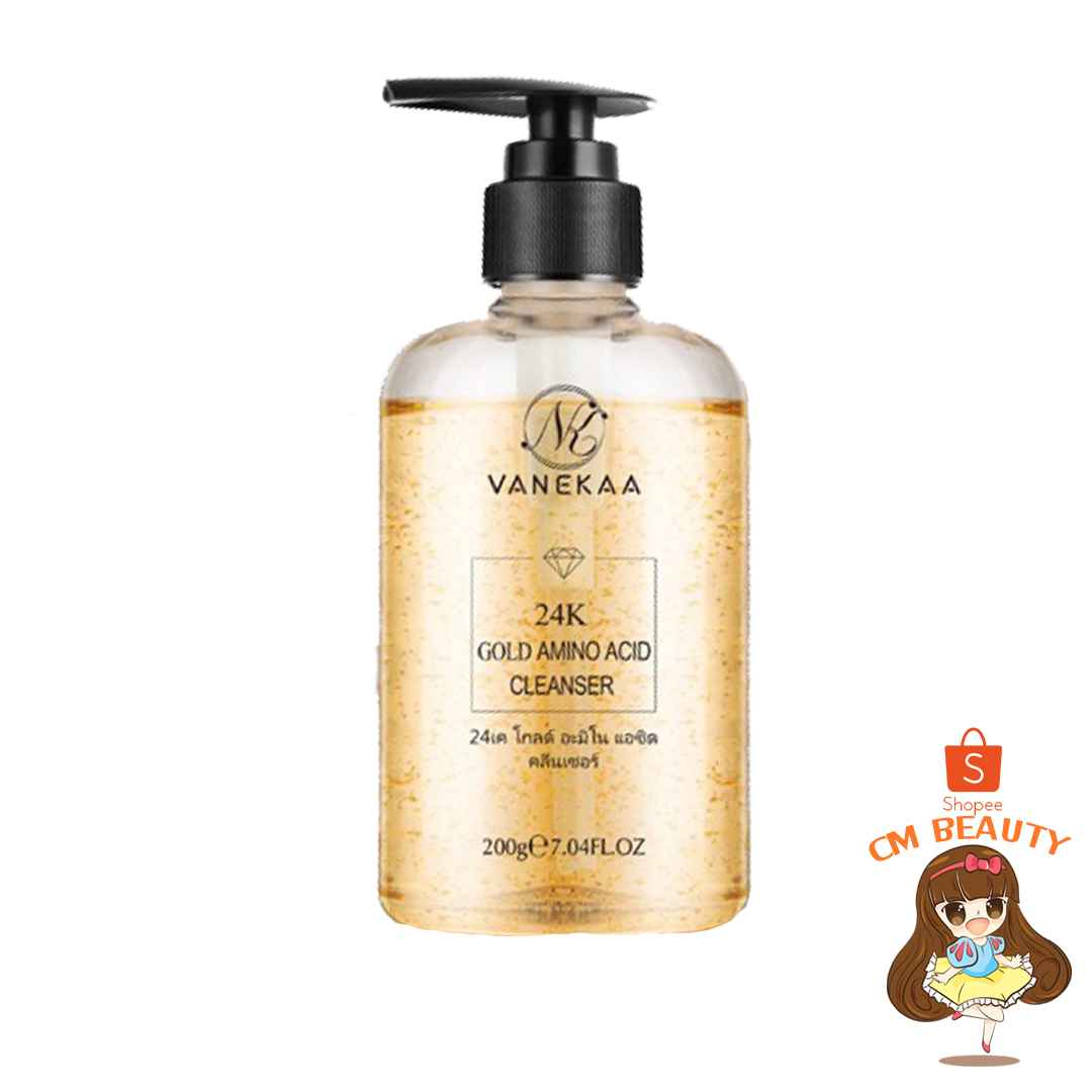 VANEKAA 24K GOLD AMINO ACID CLEANSER วานีก้า 24เค โกลด์ อะมิโน แอซิด คลีนเซอร์ เจลล้างหน้าทองคำ สูตรอ่อนโยน 200ml