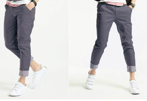 หมดแล้วหมดเลย!!กางเกง5ส่วนผู้ชายเกาหลี กางเกงสามส่วน ใส่ได้2สไตล์พับขาลายสก็อตและไม่พับขาสีปกติ เอว No.28-31 เทา น้ำตาลทอง ครีม