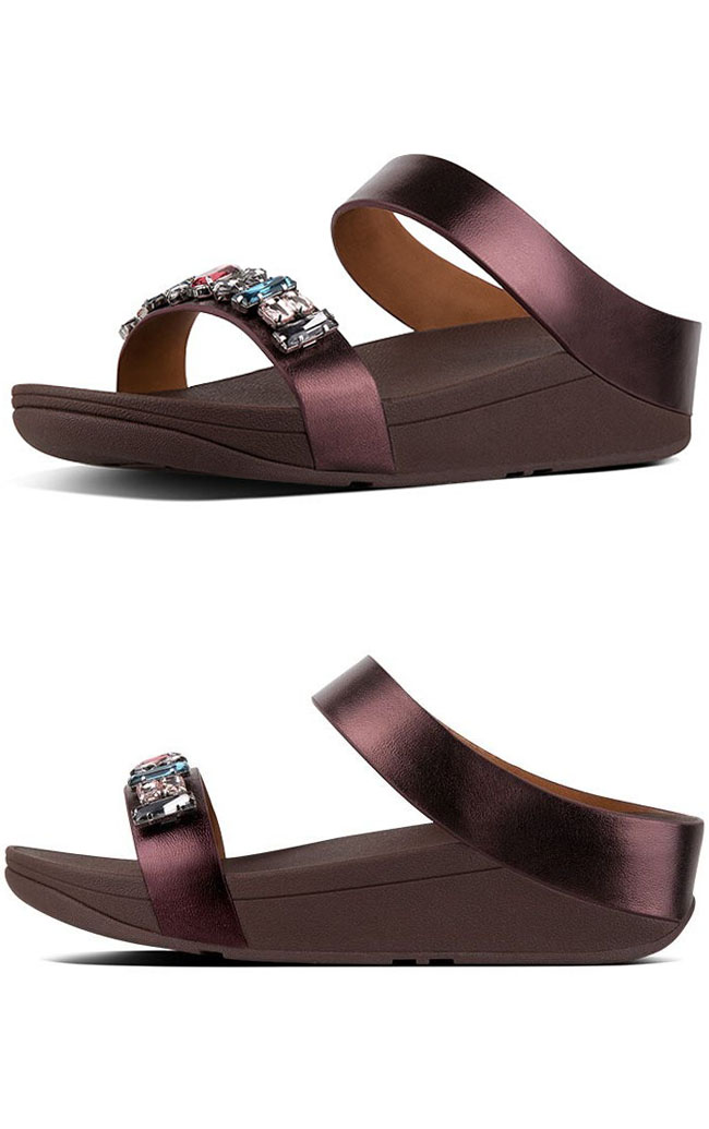 Fitflop Fino Bejewelled Slide Berry ของแท้ นำเข้าจาก USA และ UK