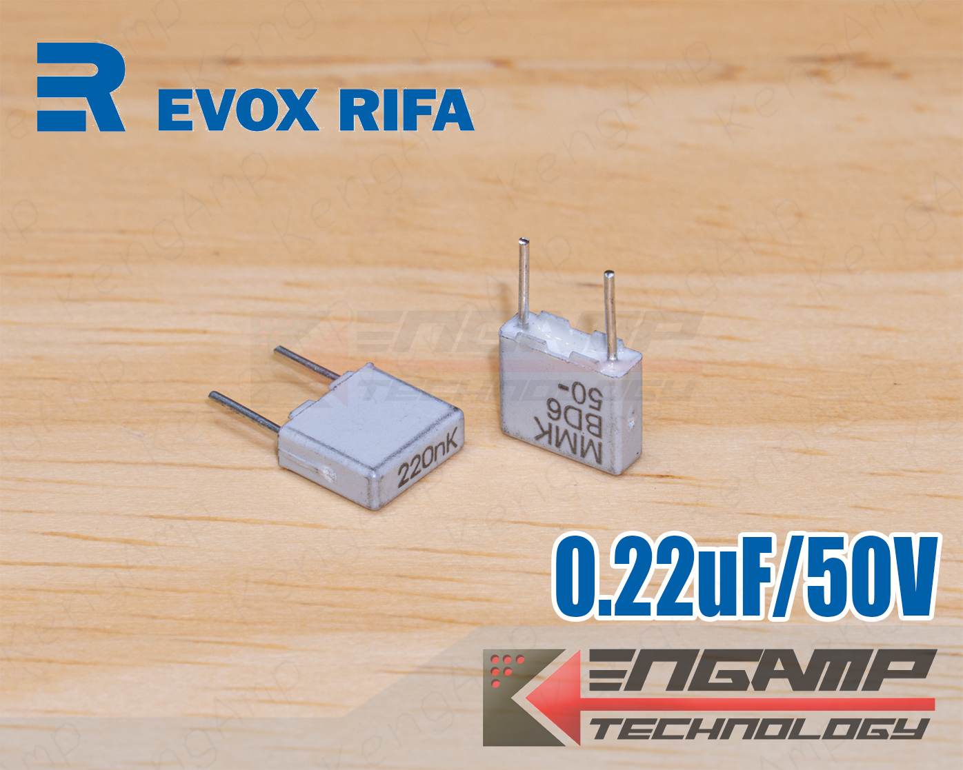 (10ตัว) [F-CAP] 0.22uF/50V 220nK50V EVOX MMK5 2.4x7 H6.4mm P=5mm