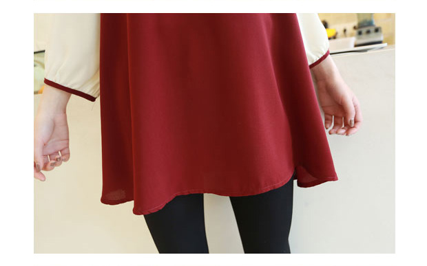 SALE//SALE (ส่งฟรี) ชุดเดรส สไตล์เกาหลี สีน้ำเงิน แขนเสื้อสีขาว ไหล่ตุ๊กตา มีซิปด้านหลัง น่ารักมากค่ะ