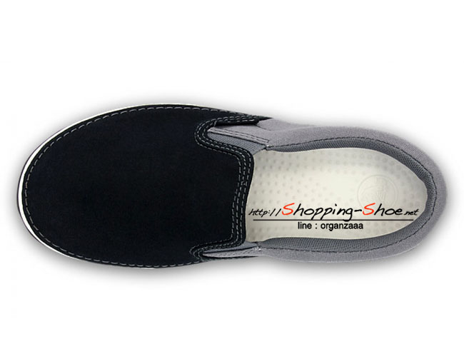 Crocs Kids Deco Canvas Slip On - Black / Charcoal ของแท้ Outlet ไทยและอเมริกา
