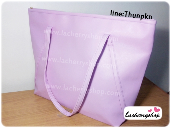 (หมดจ้า) กระเป๋าแฟชั่น สีม่วงพาสเทล สะพายไหล่ มีซิปเปิดปิด เรียบหรู ((โปรโมชั่นส่งฟรี))