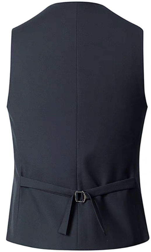 เสื้อกั๊กสูท 4เม็ด XS-Plus Size แบบคลิบขาว แบบสีล้วน Size No.32 34 36 38 40 42 44 46 47 สีดำ น้ำเงิน เทา