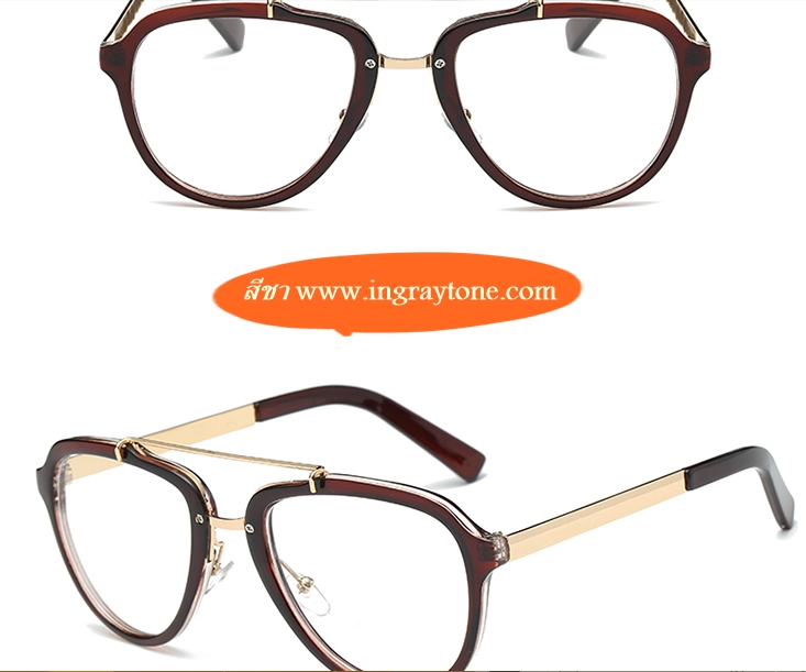 แว่นตาวินเทจ แฟชั่น avi แบบสลิมสันและขาทอง สี ดำเงา