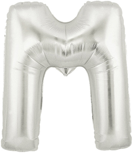 ลูกโป่งฟอยล์รูปตัวอักษร M สีเงิน ไซส์จัมโบ้ 40 นิ้ว - M Letter Shape Foil Balloon Size 40" Silver Color