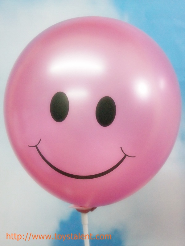 ลูกโป่งกลมพิมพ์ลายหน้ายิ้ม ไซส์ 12 นิ้ว แพ็คละ 10 ใบ คละสี (Round Balloons 12" - Printing Smiley latex balloons Mixed color)