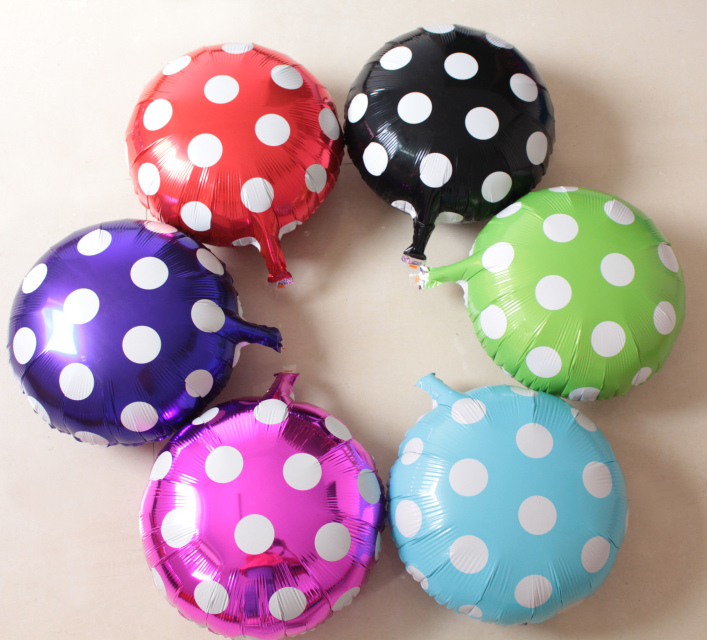 ลูกโป่งฟลอย์ทรงกลม Polka Dot สีฟ้าอ่อน Baby Blue ไซส์ 18 นิ้ว - Round Shape Balloon Polka Dot Baby Blue Color 18" / Item No. TL-G033
