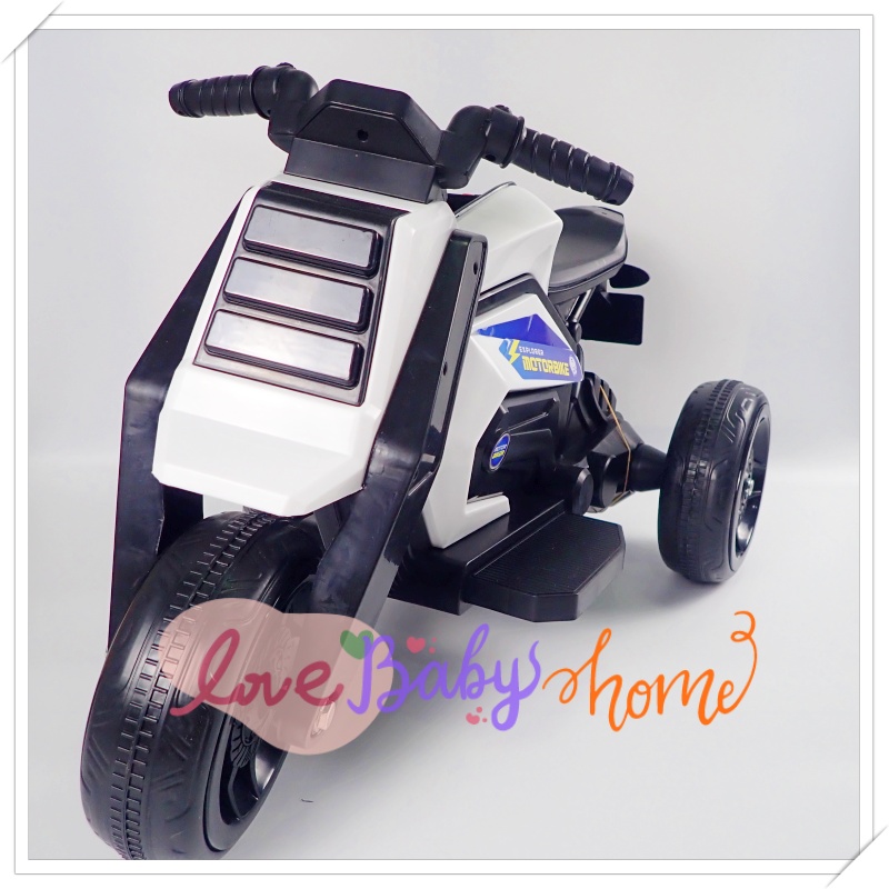 ✨🚴♂️ รถมอเตอร์ไซค์เด็กไฟฟ้า 3 ล้อ สีขาว Explorer Motorbike 🚴♀️✨
