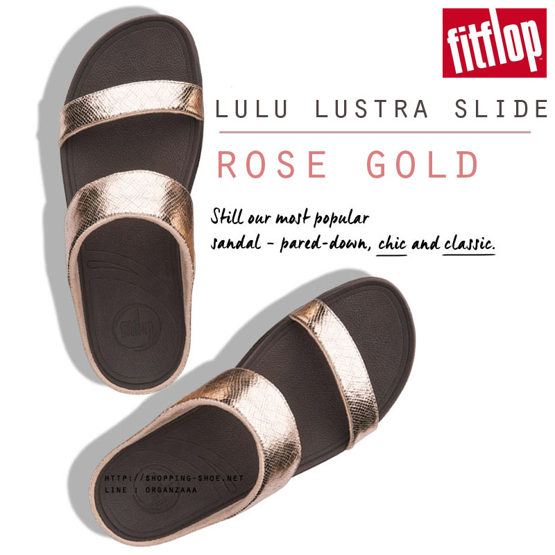 Fitflop Lulu Lustra Slide Rose Gold ของแท้ นำเข้าจาก USA และ UK