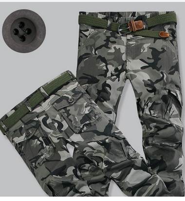 กางเกงขาเดฟ สลิมฟิต แฟชั่นลายพราง สีเทา *No.29-30