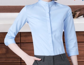 เล็กใหญ่พิเศษ!!เสื้อเชิ้ตคอจีน แขนสามส่วน ผู้หญิง เข้ารูป ซ่อนกระดุม เรียบ size No.32-44 สีขาว ฟ้า ดำ เทา