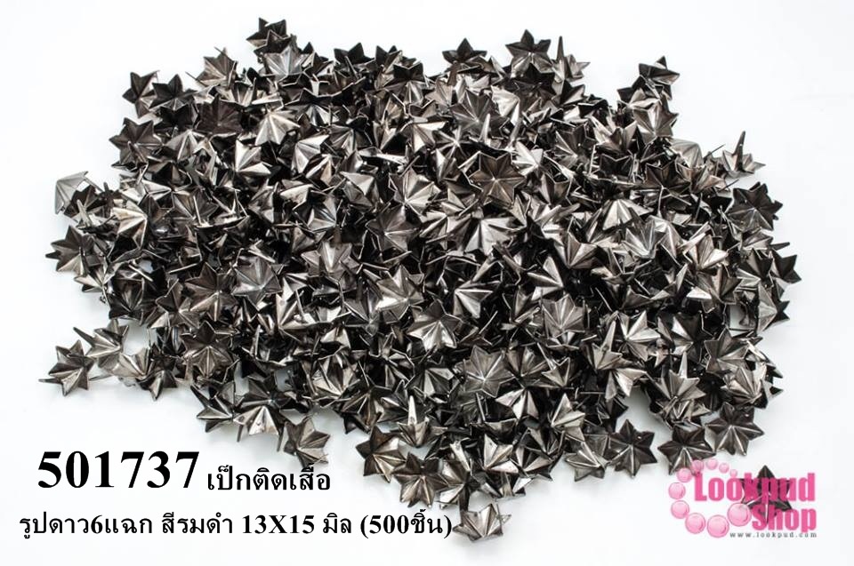 เป็กติดเสื้อ รูปดาว6แฉก สีรมดำ 13X15 มิล (500ชิ้น)