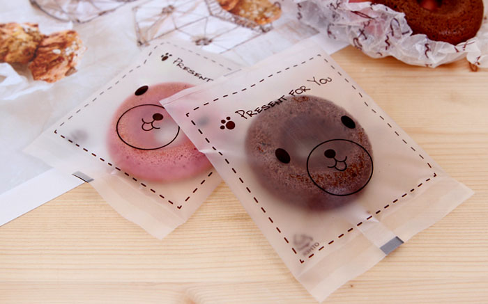 ถุงซีลบรรจุขนมใสลายหน้าหมี Present for you 100 ใบ