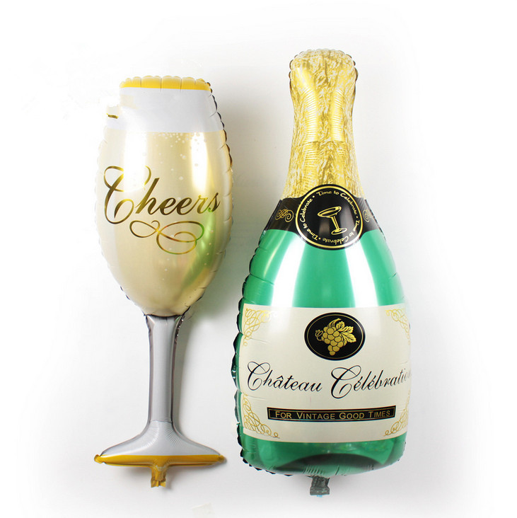 ลูกโป่งฟอยล์รูปขวดแชมเปญ ไซส์ 96*50 cm. - A Bottle of Champagne Shape Foil Balloon / TL-D071