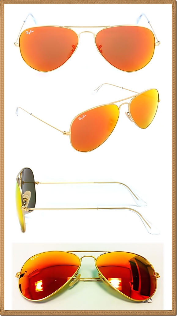 RB3025 (112/69) กรอบสีทอง เลนส์ปรอทสีส้ม